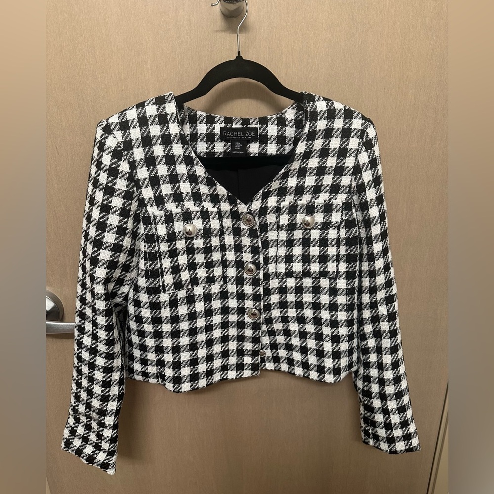 Rachel Zoe Checkered blazer, black and white